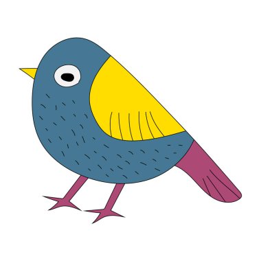Şirin Minik Kuş Clipart Düz Tasarımı. Kuş Vektörü Düz Çizimi