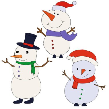 Renkli Kardan Adam Clipart Kış Aşıkları için hazırlanıyor. Bu Kış Temalı Kardan Adam Vektör Takım Elbisesi Noel Kutlaması