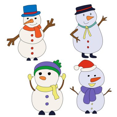 Renkli Kardan Adam Clipart Kış Aşıkları için hazırlanıyor. Bu Kış Temalı Kardan Adam Vektör Takım Elbisesi Noel Kutlaması