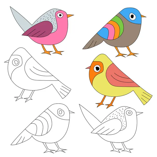 Schattig Little Bird Clipart Flat Design Vogelvector Platte Illustratie — Stockvector