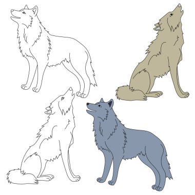 Wolf Clipart. Vahşi Hayvanlar orman ve vahşi yaşam aşıkları için koleksiyon topluyor. Bu set safari ve hayvanat bahçesi temalı projelerinize mükemmel bir katkı olacak. Her biri için 2 tasarımı olan 2 kurt içeriyor.