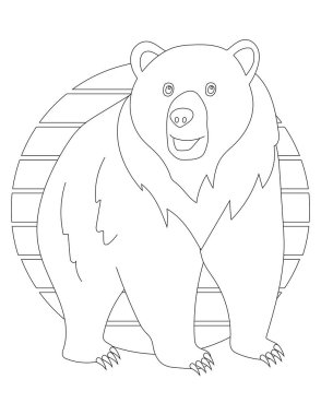 Ayı Boyama Sayfası. Vahşi hayvanları ve vahşi yaşamı seven çocuklar için vahşi hayvan boyama sayfası