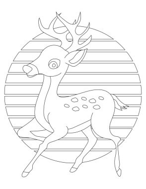 Geyik Boyama Sayfası. Vahşi hayvanları ve vahşi yaşamı seven çocuklar için vahşi hayvan boyama sayfası