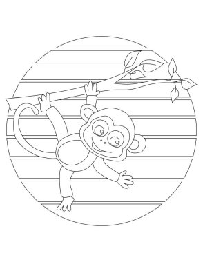 Maymun Boyama Sayfası. Vahşi hayvanları ve vahşi yaşamı seven çocuklar için vahşi hayvan boyama sayfası