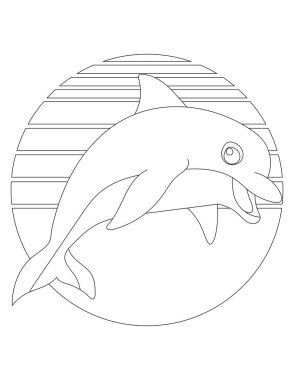 Yunus Boyama Sayfası. Su altı Hayvanlarını, Deniz Yaşamını ve Deniz Yaşamını Seven Çocuklar İçin Su Hayvanları Boyama Sayfası