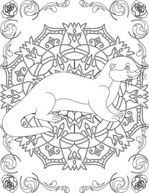 Susamuru ve Mandala Boyama Sayfası. Çocuklar ve Yetişkinler için Yazdırılabilir Renk Çalışma Kağıdı. Okul için Eğitim Kaynakları.