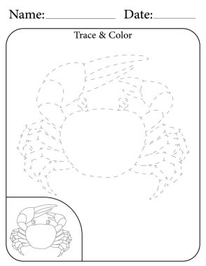 Yengeç Bulmacası. Çocuklar için Yazdırılabilir Faaliyet Çalışma Tablosu. Okul için Eğitim Kaynakları. Nesneyi İzle ve Renklendir