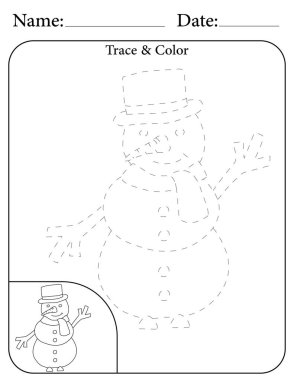 Kardan Adam Bulmacası. Çocuklar için Yazdırılabilir Faaliyet Çalışma Tablosu. Okul için Eğitim Kaynakları. Nesneyi İzle ve Renklendir