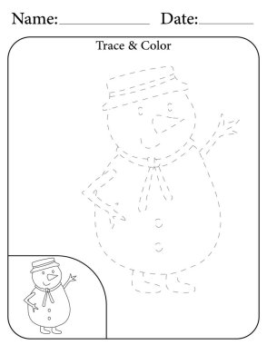 Kardan Adam Bulmacası. Çocuklar için Yazdırılabilir Faaliyet Çalışma Tablosu. Okul için Eğitim Kaynakları. Nesneyi İzle ve Renklendir