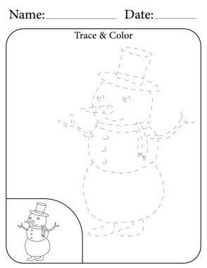 Kardan Adam Bulmacası. Çocuklar için Yazdırılabilir Faaliyet Çalışma Tablosu. Okul için Eğitim Kaynakları. Nesneyi İzle ve Renklendir