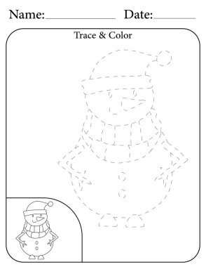 Kardan Adam Bulmacası. Çocuklar için Yazdırılabilir Faaliyet Çalışma Tablosu. Okul için Eğitim Kaynakları. Nesneyi İzle ve Renklendir