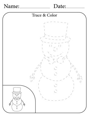 Kardan Adam Bulmacası. Çocuklar için Yazdırılabilir Faaliyet Çalışma Tablosu. Okul için Eğitim Kaynakları. Nesneyi İzle ve Renklendir