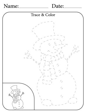 Kardan Adam Bulmacası. Çocuklar için Yazdırılabilir Faaliyet Çalışma Tablosu. Okul için Eğitim Kaynakları. Nesneyi İzle ve Renklendir