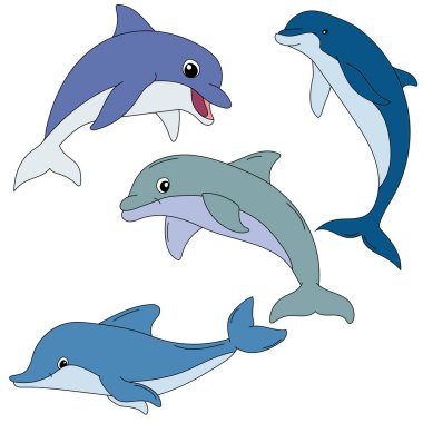 Şirin deniz hayvanlarının vektör seti