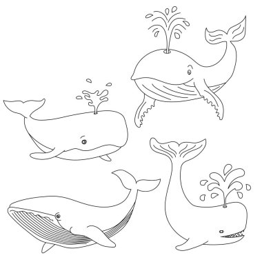 Deniz hayvanlarının ve hayvanların vektör çizimleri..