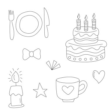 Doğum günü simgeleri dizisi.