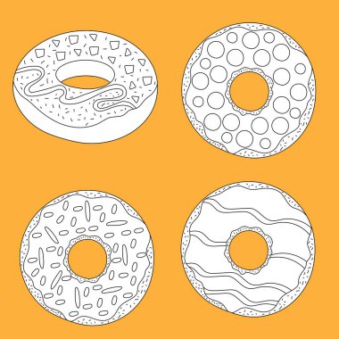 Farklı tatlı çörekler. vektör illüstrasyonu