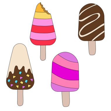 Farklı renklerde dondurma. vektör illüstrasyonu