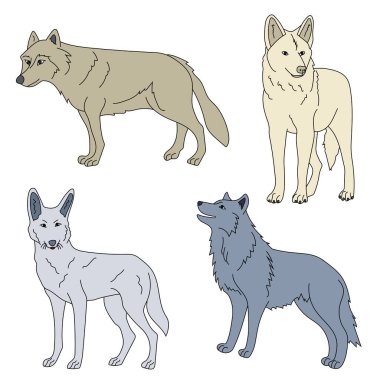 Pozisyonlarda farklı köpek vektör kümeleri.