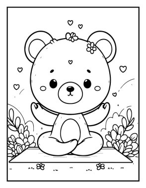 Ayı boyama sayfası: Komik ayı boyama sayfası: Hayvan temalı renklendirme sayfası