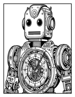 Robot boyama sayfası: Renklendirilecek mekanik robot