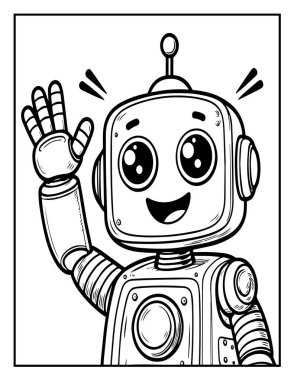 Robot boyama sayfası: Renklendirilecek mekanik robot