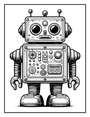 Robot boyama sayfası: Renklendirilecek mekanik robot