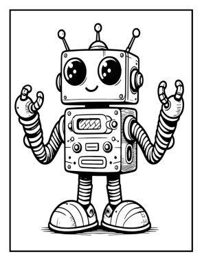 Robot boyama sayfası: Renklendirilecek mekanik robot