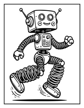 Robot boyama sayfası: Renklendirilecek mekanik robot