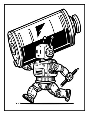 Robot boyama sayfası: Renklendirilecek mekanik robot
