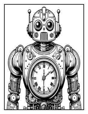 Robot boyama sayfası: Renklendirilecek mekanik robot