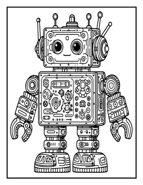 Robot boyama sayfası: Renklendirilecek mekanik robot