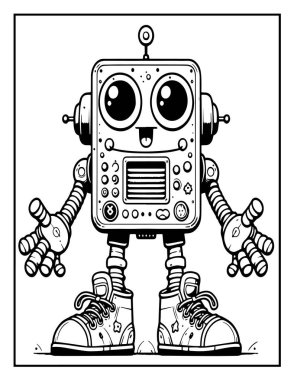 Robot boyama sayfası: Renklendirilecek mekanik robot