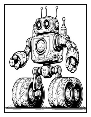 Robot boyama sayfası: Renklendirilecek mekanik robot