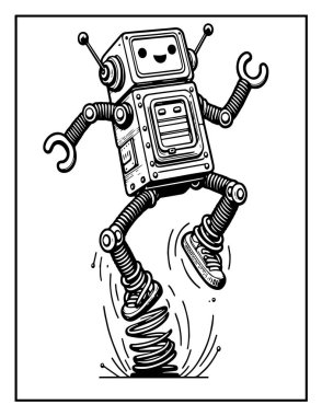 Robot boyama sayfası: Renklendirilecek mekanik robot