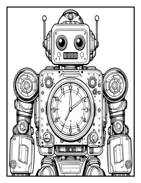 Robot boyama sayfası: Renklendirilecek mekanik robot