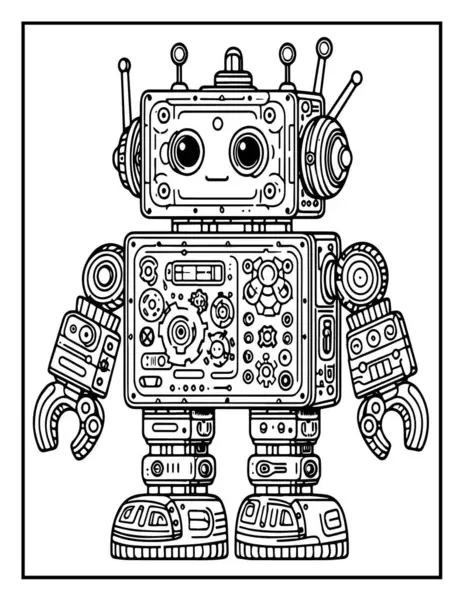Robot boyama sayfası: Renklendirilecek mekanik robot