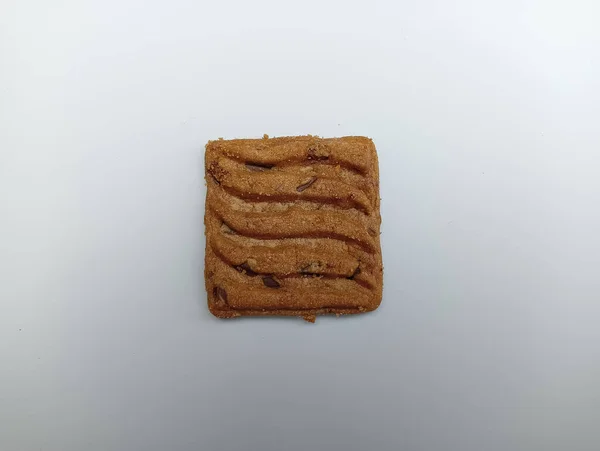 Smaklig Fyrkantig Formad Cookie Vit Bakgrund — Stockfoto