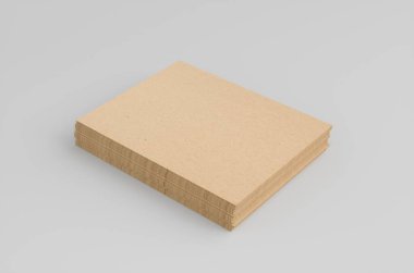 Corrugated Cardboard Sheets Düz Mockup 3B illüstrasyon