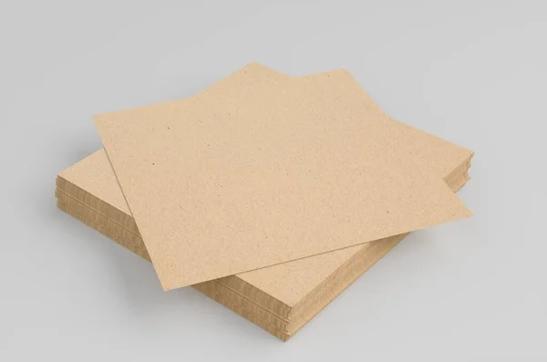 Corrugated Cardboard Sheets Düz Mockup Illüstrasyon — Stok fotoğraf