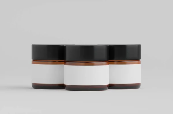 Amber Glass Cosmetic Skincare Jars Mockup Εικονογράφηση — Φωτογραφία Αρχείου