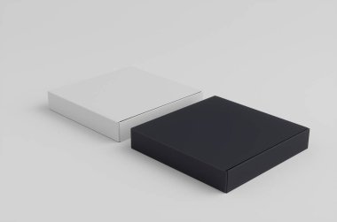 İki Kutu, Beyaz ve Siyah Karton Kutu Model 3D Resim