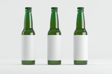Bira Şişesi Yeşil Mokup 3B Görüntü