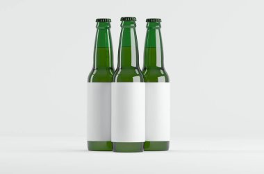 Bira Şişesi Yeşil Mokup 3B Görüntü