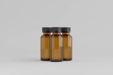 Amber Brown Sağlık Şişe Model 3D Görüntü