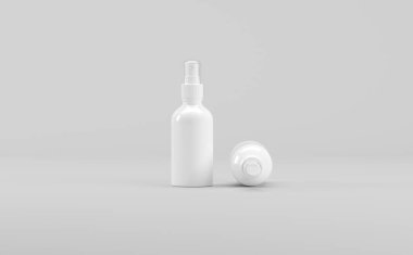 Beyaz Plastik Sprey Şişe Model 3B Görüntü