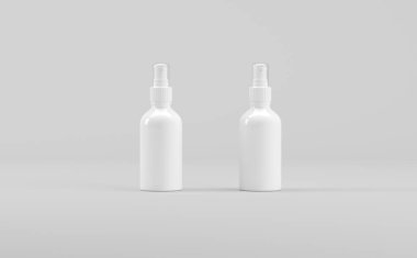 Beyaz Plastik Sprey Şişe Model 3B Görüntü