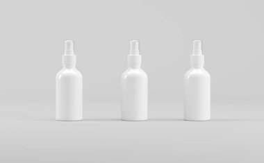 Beyaz Plastik Sprey Şişe Model 3B Görüntü