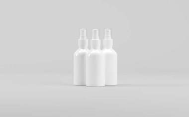 Beyaz Plastik Sprey Şişe Model 3B Görüntü