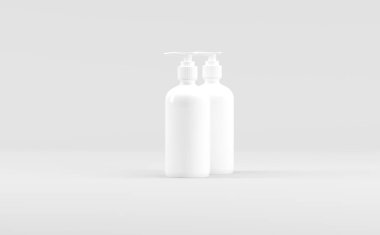 Beyaz Plastik Şişe Pompa Sıvı Sıvı Sabun Şampuanı Kozmetik Model 3B Görüntü